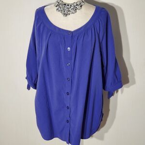 WHITE STAG BLOUSE PURPLE 3/34 SLEEVE POLYESTER SIZE 2X